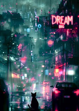 Cat Cyber city art