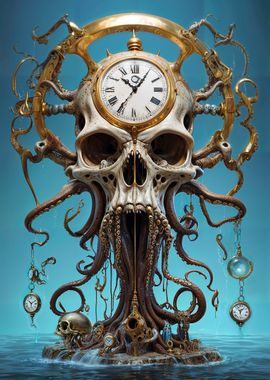 Surreal Octopus Skull Time