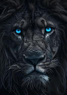 Lion Blue And Black Animal