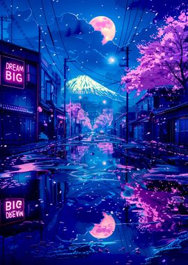 Tokyo anime aesthetic moon