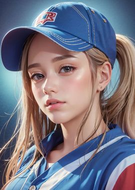 Baseball Girl with Hat