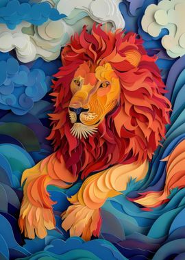 Orange Lion Paper Craft