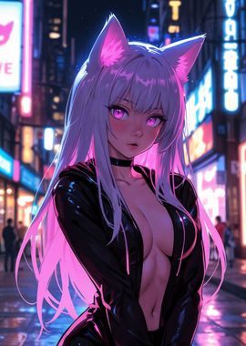 Sexy cat woman anime girl