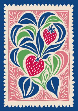 Retro Strawberry Art