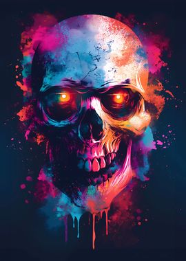 Pop art grunge skull