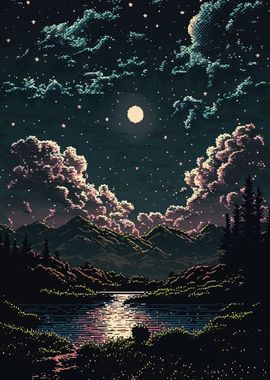 Beautiful night pixel art