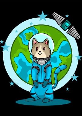 Earth And Astronaut Cat