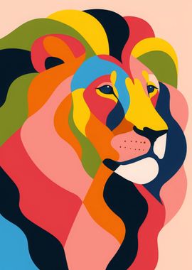 Lion Abstract Flat