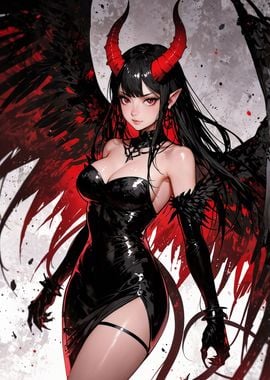 Sexy anime demon woman