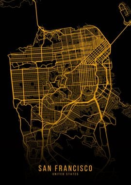 Golden San Francisco Map