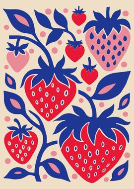 Retro Strawberries Art