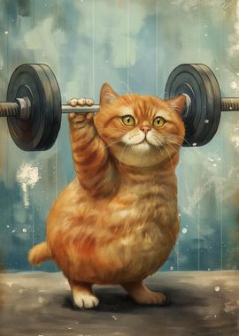 Cat Funny Training Strong