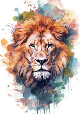 Colorful Lion Face