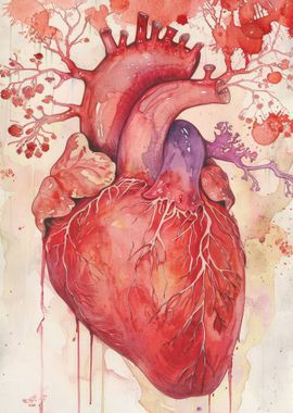 Watercolor Human Heart