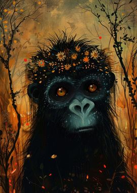 Flower Crown Baby Gorilla