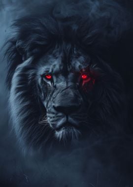 Lion Dark Black Evil Glow