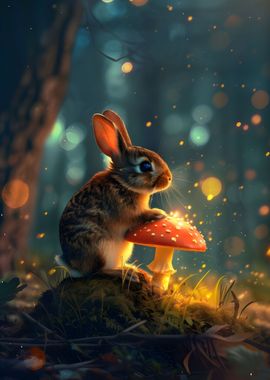 Rabbit with a mushroom