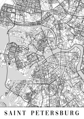 Saint Petersburg White Map