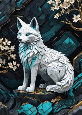 White kitsune Kintsugi 