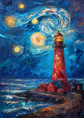 Starry Night Lighthouse