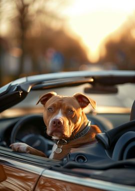 Pit Bull Cabriolet Car Dog