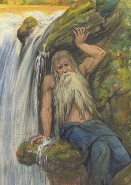 River god at a waterfall