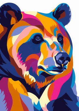 Pop Bear Abstract Flat