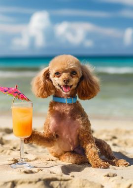 Funny Poodle Cocktail Sun