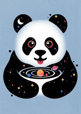 Panda hugging a galaxy