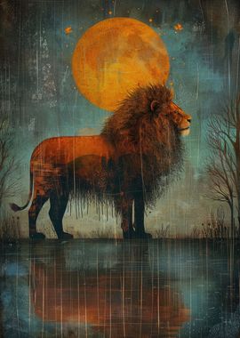 Lion Under the Moon