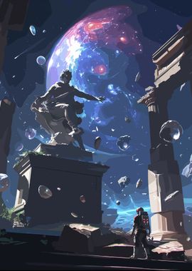 Apollo God Statue In Space