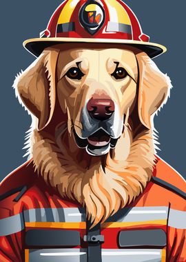 Golden Retriever Fireman