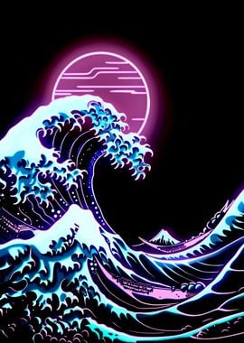 Neon great wave