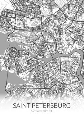 Saint Petersburg White Map