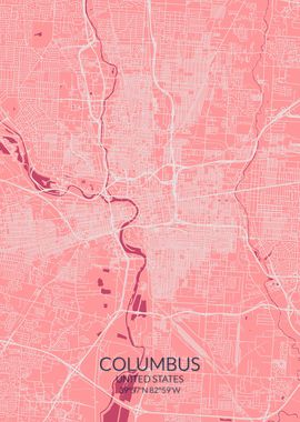 Columbus Pink Rose Map