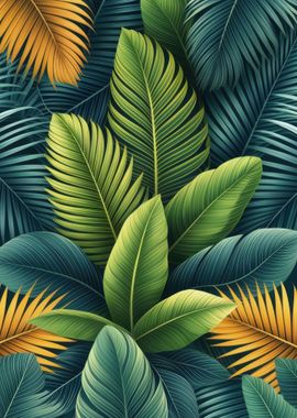 Monstera Leaf Green Teal