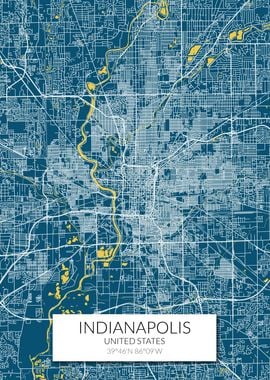 Indianapolis Blue Map