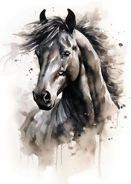 Black Horse Watercolor