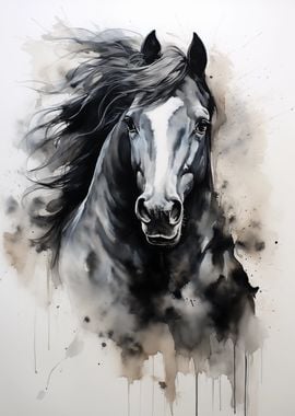 Black Horse Watercolor