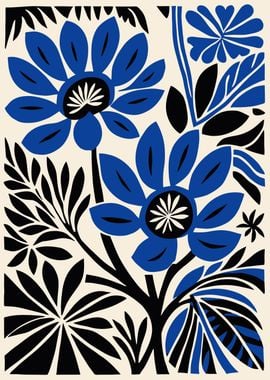 Retro Blue Flowers