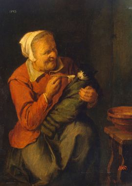 Peasant Woman with a Cat