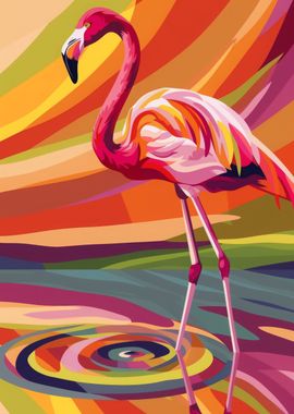 Flamingo Abstract Flat