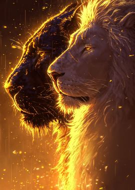 white lion and the panther