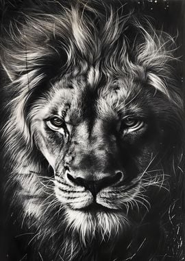 black and white lion