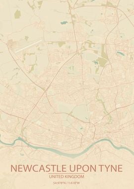 Newcastle upon Tyne UK Map