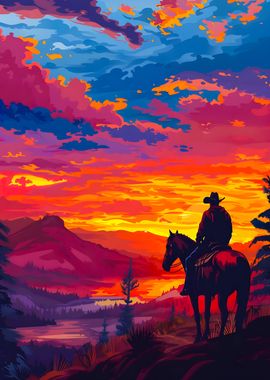 Arthur Morgan and sunset 