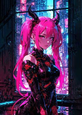 Oni Girl in the Neon Night