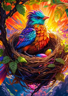 Colorful bird nest