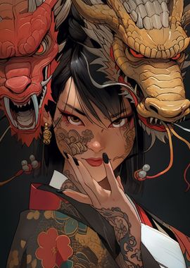 Geisha mask dragon