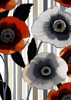 Stylized abstract poppies